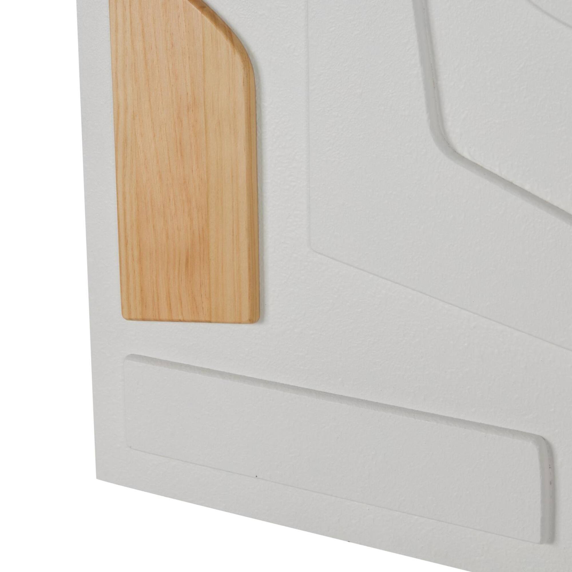 23.5" x 31.5" White Wood Geometric Dimensional Art Deco Shapes with Brown Accents Home Wall Décor
